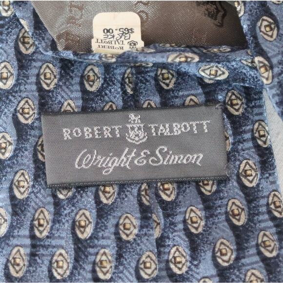 Robert Talbott Wright & Simon Mens Neck Tie Shimmery Shades Of Blue And Gray - Picture 4 of 6